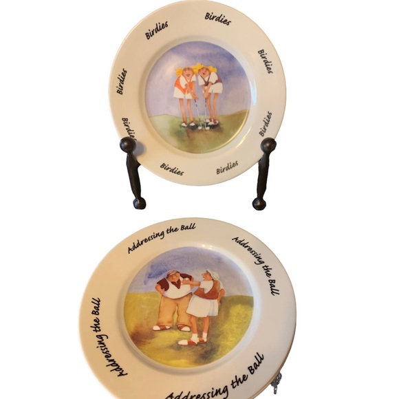 Erika Oller by House of Prill Set of 3 Women Playing Golf 7.5" Dessert Plates - Picture 1 of 5